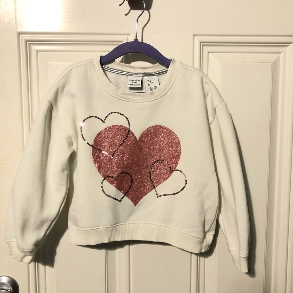 Cupcakes and Cashmere sweatshirt with pink glitter & sequin heart design size 5